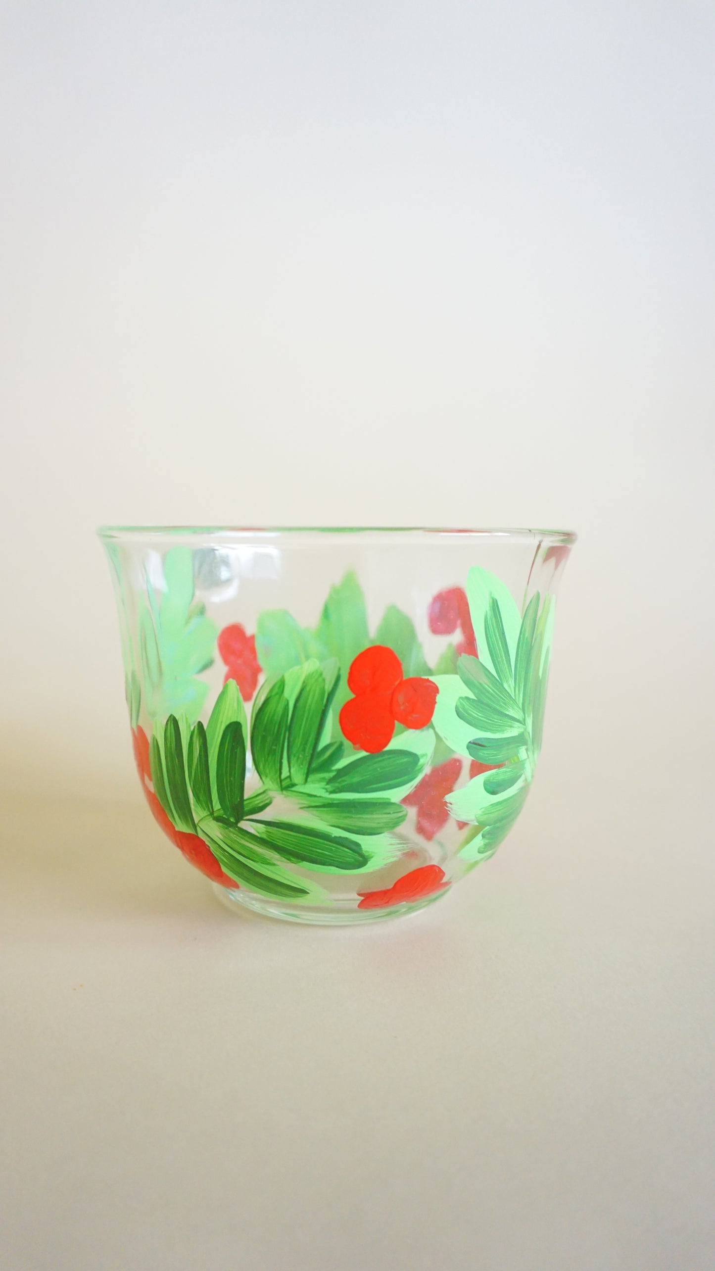 Hand Painted Glass Mug - Holly Plant