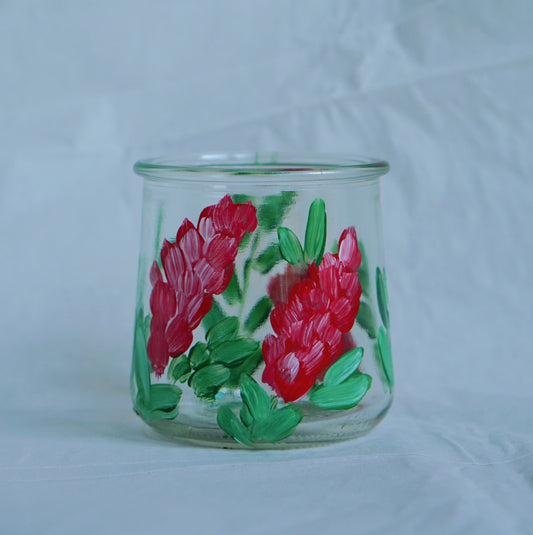 Hand Painted Glass Jar - Small - Red Flower