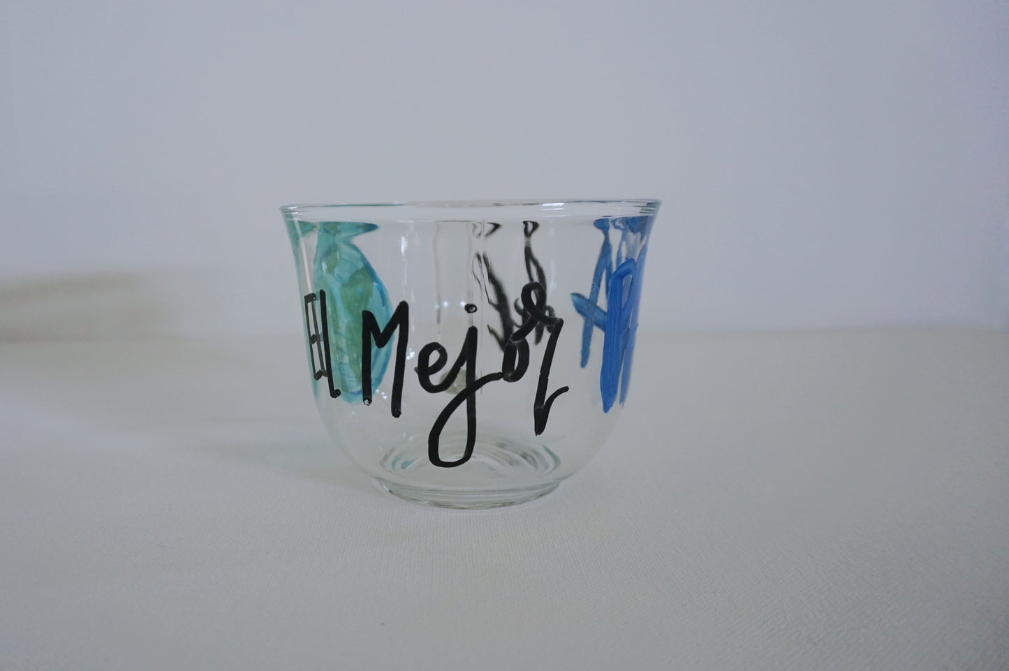 Hand Painted Glass Mug - El Mejor Papá del Mundo