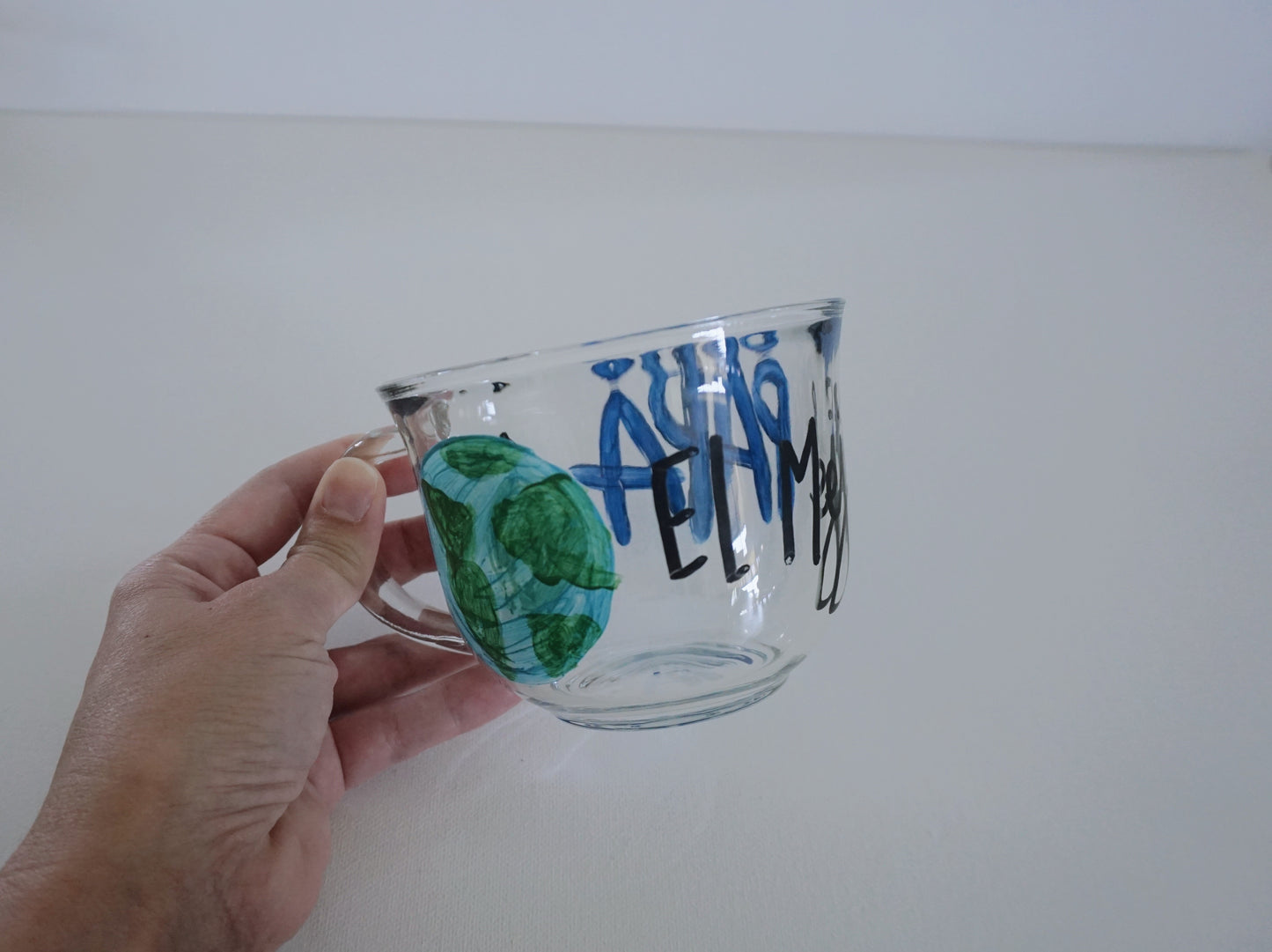 Hand Painted Glass Mug - El Mejor Papá del Mundo