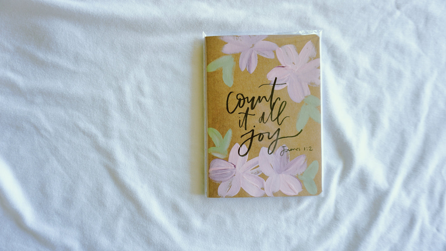 Count It All Joy (James 1:2) - Saddle Stitch Binding, Ruled Pages, Paper Cover, Small Journal