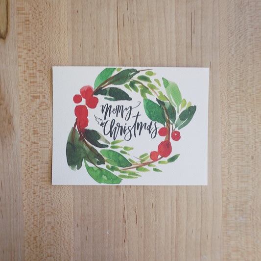 Merry Christmas (Wreath) - Printed Postcard