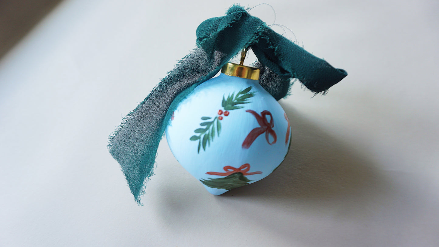 A blue Chirstmas - Christmas Tree Ceramic Ornament