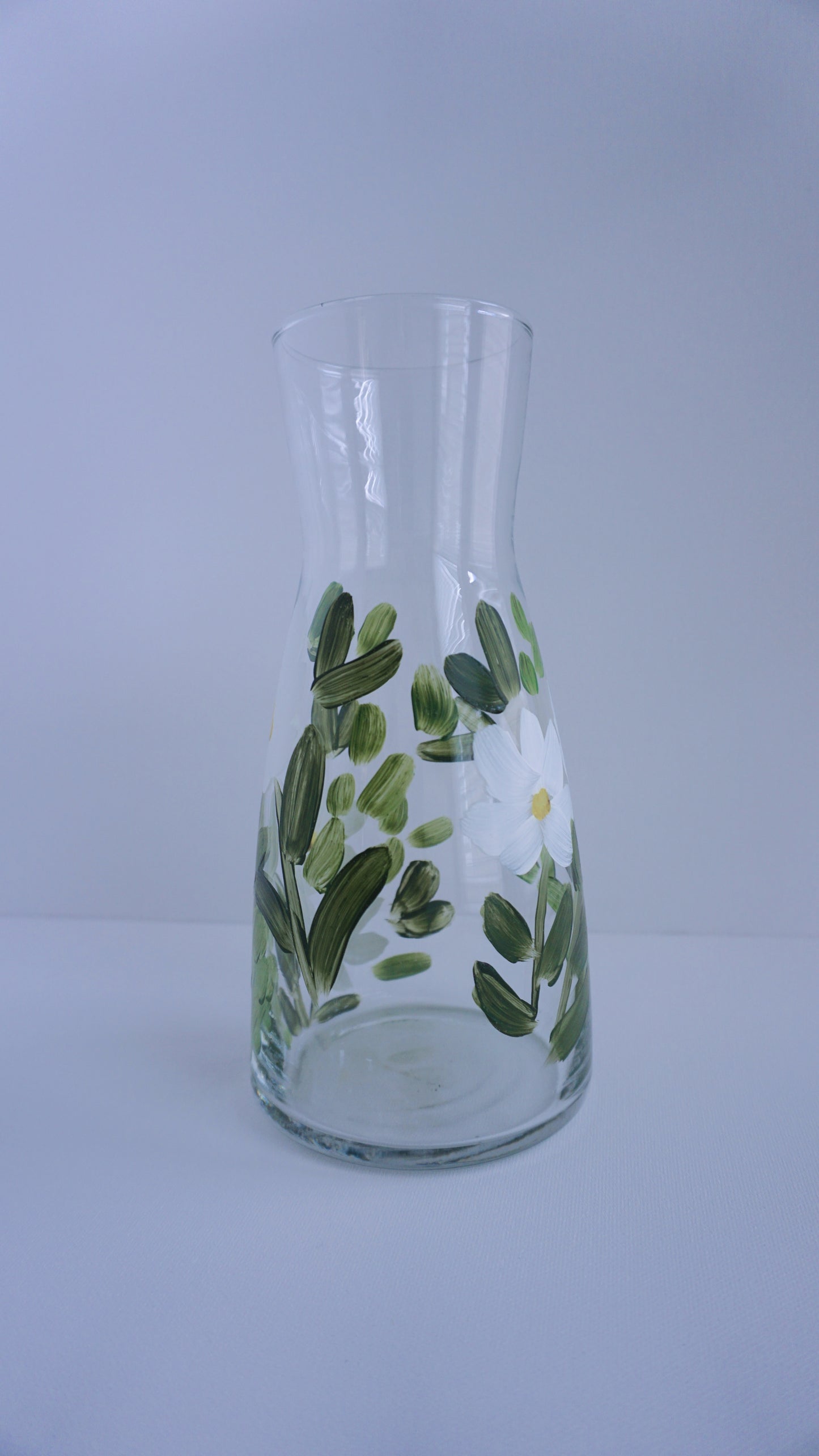 Hand Painted Glass Jar - White Flower