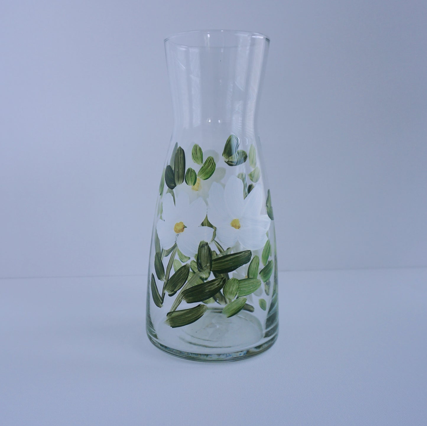 Hand Painted Glass Jar - White Flower