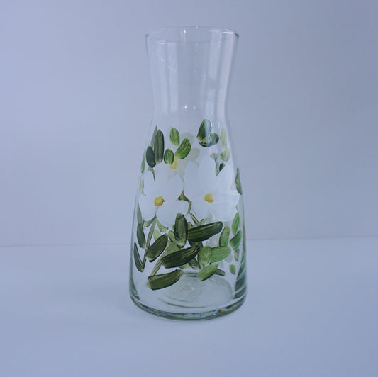 Hand Painted Glass Jar - White Flower