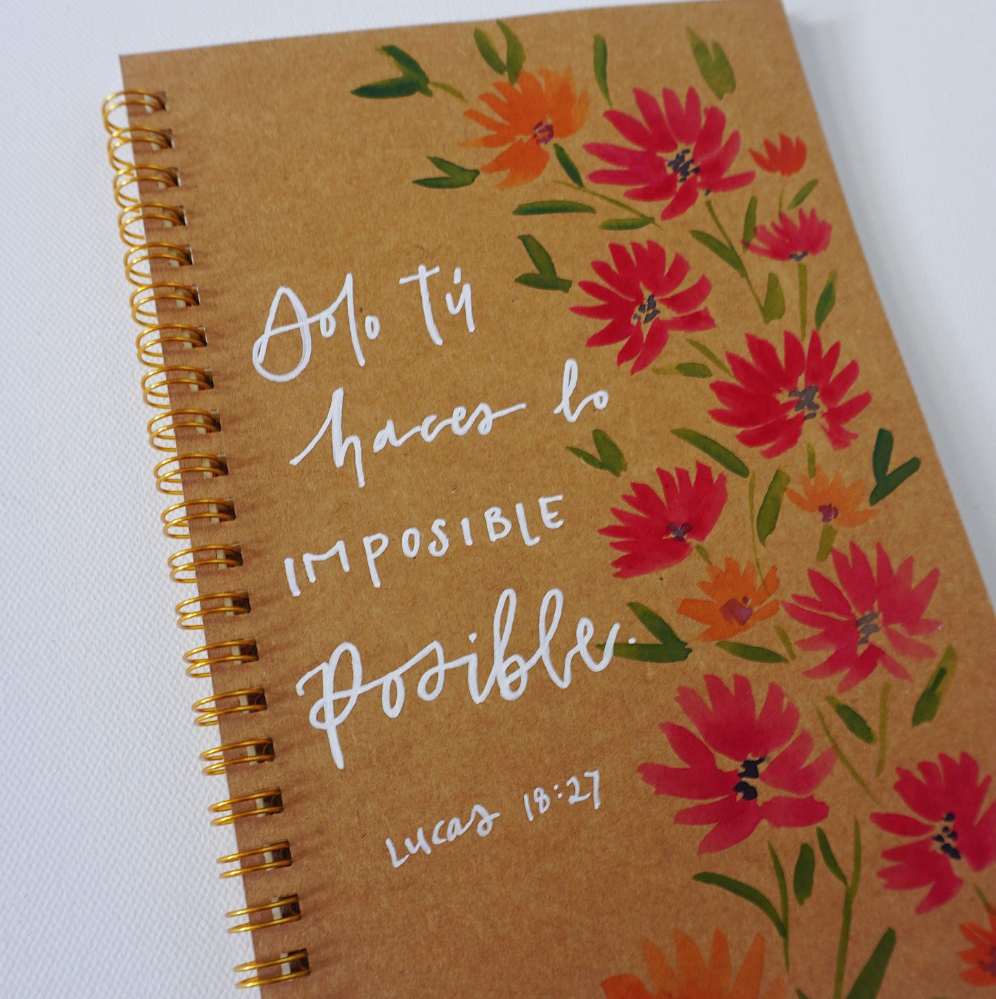 Solo Tú haces lo Imposible Posible- Spiral Bound, Ruled Pages w/ Heading, Paper Cover, Large Journal