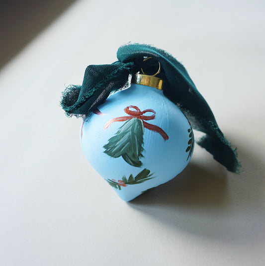 A blue Chirstmas - Christmas Tree Ceramic Ornament