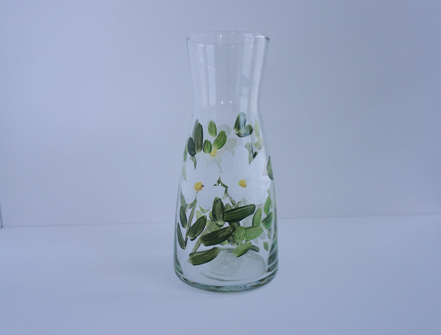 Hand Painted Glass Jar - White Flower