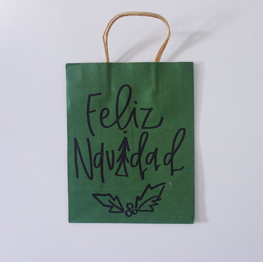 Feliz Navidad - Green Paper Bag