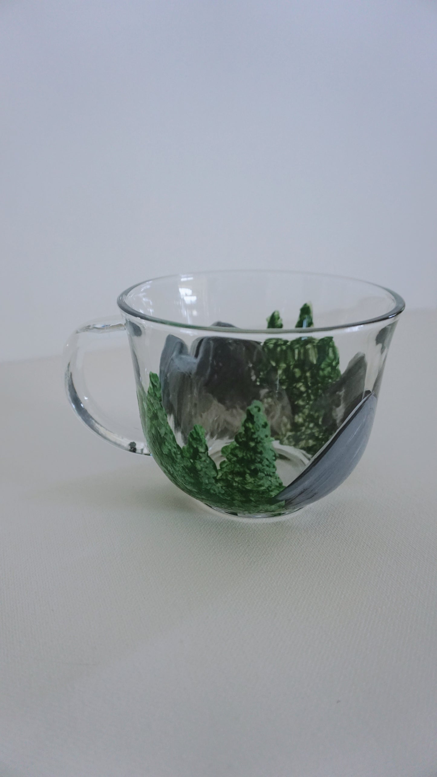 Hand Painted Glass Mug - Let’s Go on a Hike